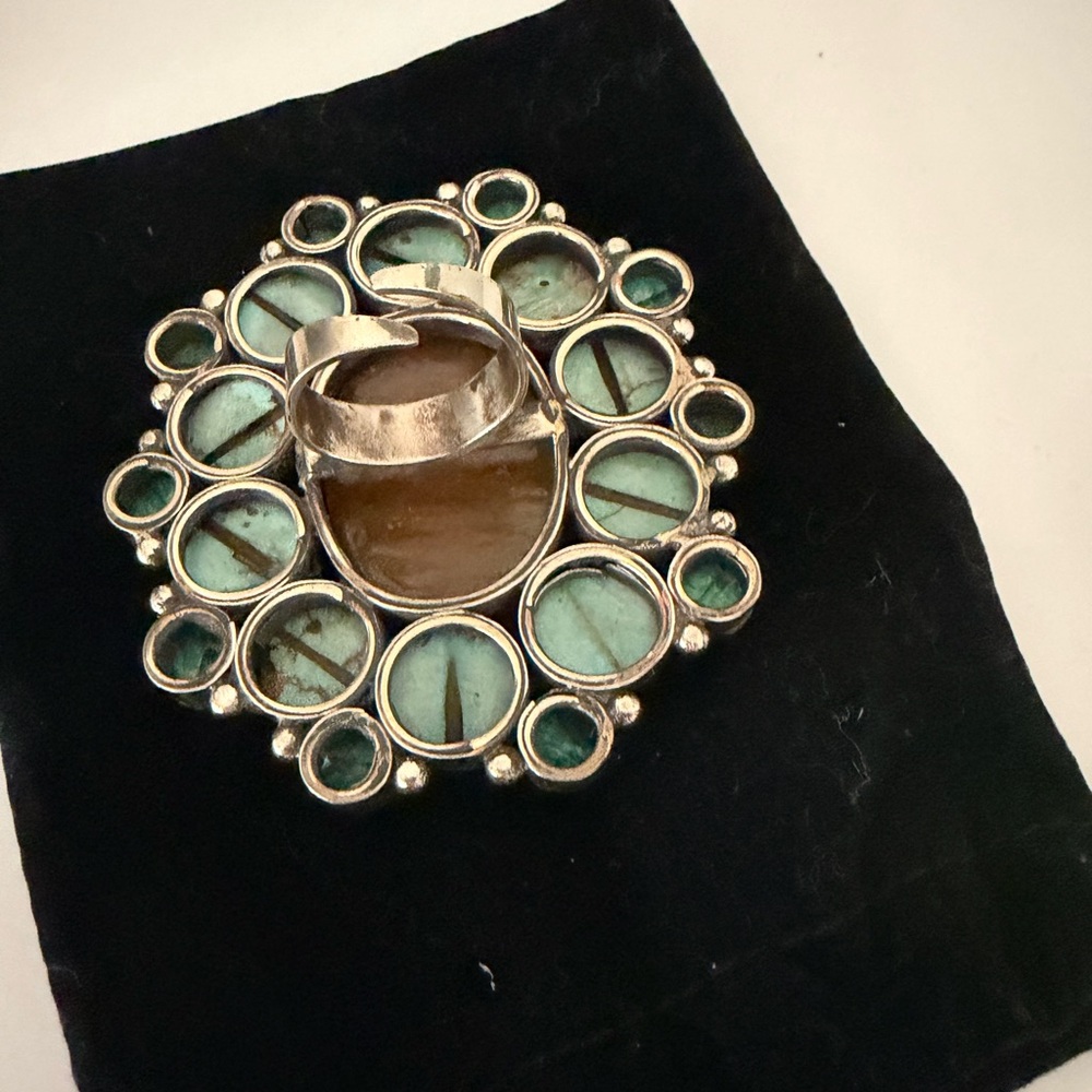 Turquoise Stone Cluster Statement Ring - Women Je… - image 3